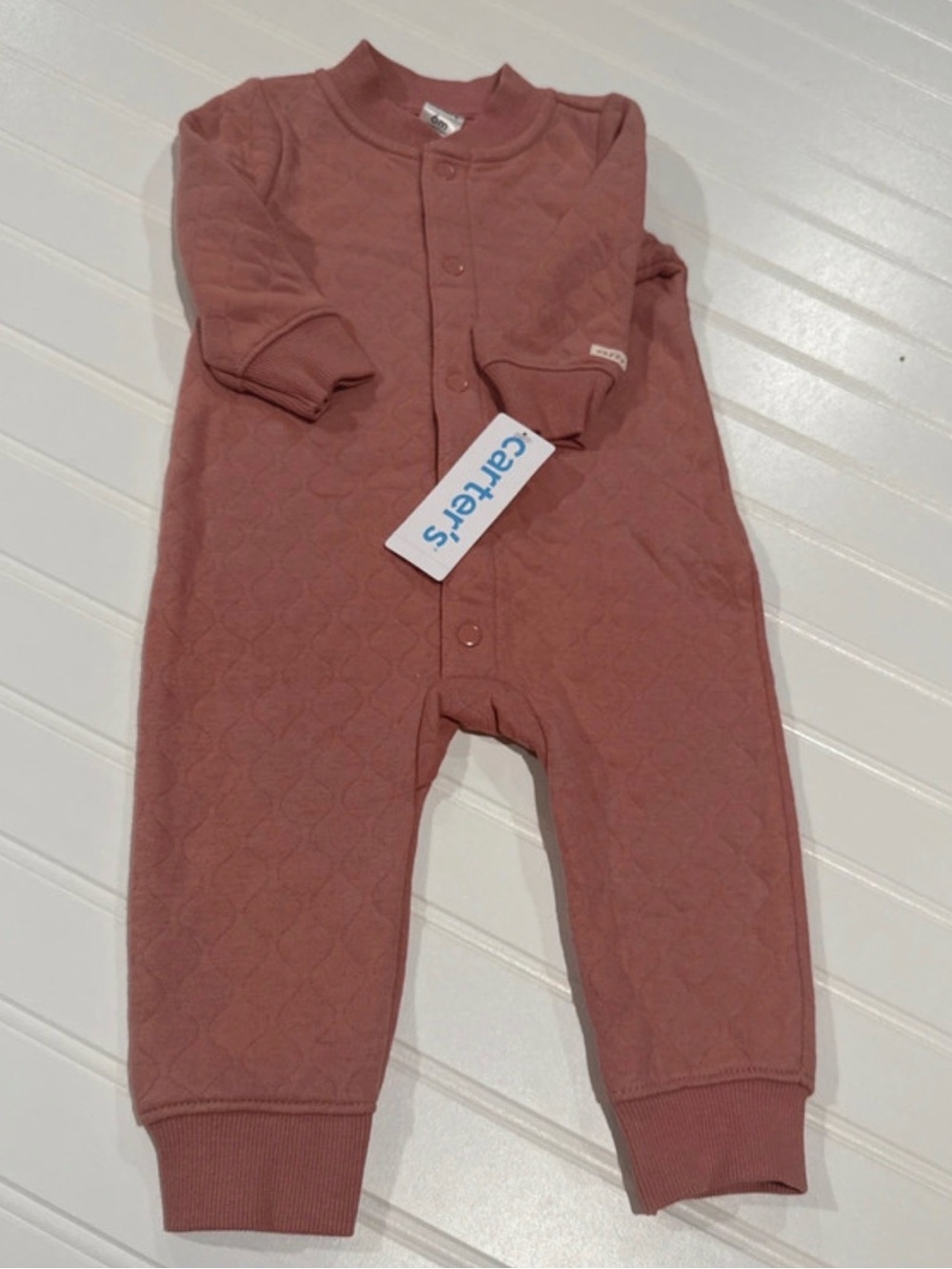 Carter’s Baby Girls 6m Solid Pink Quilted Snap Up Bodysuit NWT